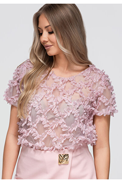 OMBRE Bluză de damă, mânecă scurtă, croială casual OW-TS-E0062