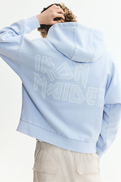 H&M Kapüşonlu Fermuarlı Baskılı Üst Oversized Fit