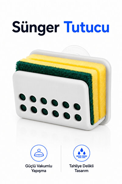 FLY LIFE Sponge and Brush Holder with Suction Cup - Kitchen Sink Edge Organiz...
