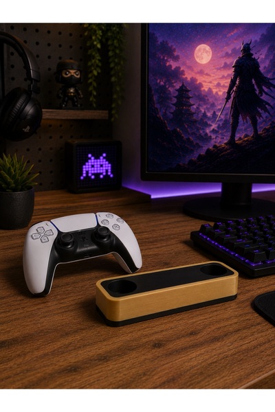 craftopya PS5 Dualsense Uyumlu Joystick Oyun Kolu Standı - Dekoratif Gamepad Tutucu Altlık - Gold