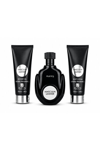 RiiFFS PERFUMS Set Cadou Masculin Leather Apa de Parfum 100ml + Gel De Dus 10...