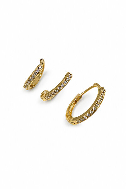 Jack Ferrero Yellow Stone Hoop Earring Set - 3 Piece Bijouterie Earring Combi...