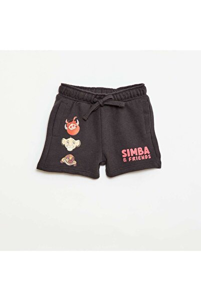 KIABI 'Simba' 'Disney' Unbrushed Fleece Shorts BLACK