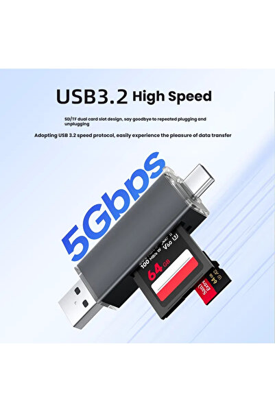 Choice Dark Grey USB 3.2 card reader type-c multifunctional read SD memory ca...