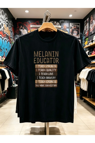 En22 Black History Melanin Educator Graphic T-Shirt for Men African Pride Cas...