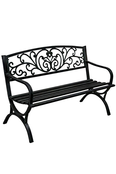 LEAN Bancă de terasă cu spătar metalic, negru, 127 cm, 29321