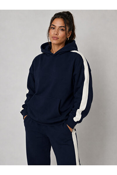 By Layina Women's Hooded Sweatshirt with Striped Details