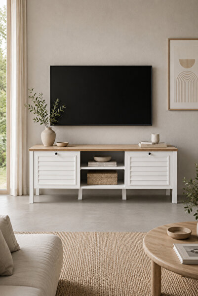 SARMOBİ Taiga TV Ünitesi 2 Kapaklı Y:50 D:41 G:138 / Beyaz