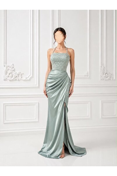 ranin Mint Green Evening Dress Embroidery Beading Taffeta