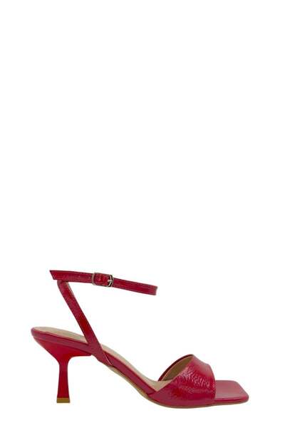 Moulin Shoes Red Crinkled Patent Leather Single Strap Heeled Women's Shoes