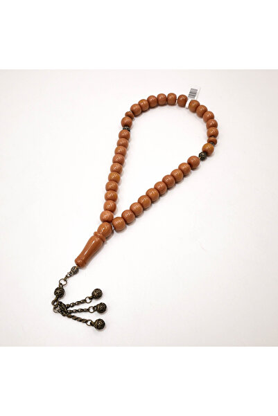 Generic Antique German Musk & Silver Rosary 33 Beads 12.5x10.5mm Caramel Pray...