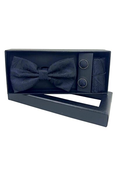 velve Set 3 piese Elegant pentru barbati, cu papion, butoni si batista din st...
