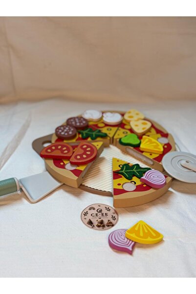 ce-ee ahşap oyuncak Ahşap Pizza Seti Öğrenirken Eğlenmek İsteyen Çocuklara Özel