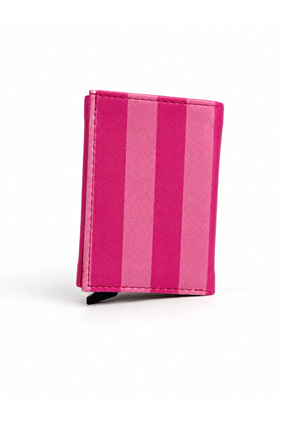 Genel Markalar KOYU PEMBE-BEYAZ MEKANİZMALI CÜZDAN