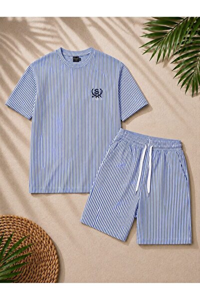 Ryam Mooda Omri Fabric Men's Shorts Set – Striped Summer Combination – Availa...