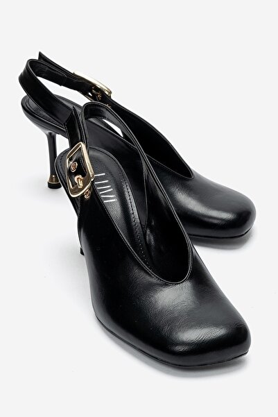 LuviShoes Γυναικεία παπούτσια με τακούνι FLARIS Black Skin