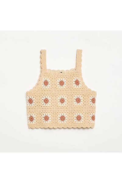 KIABI Crochet Tank Top BEIGE
