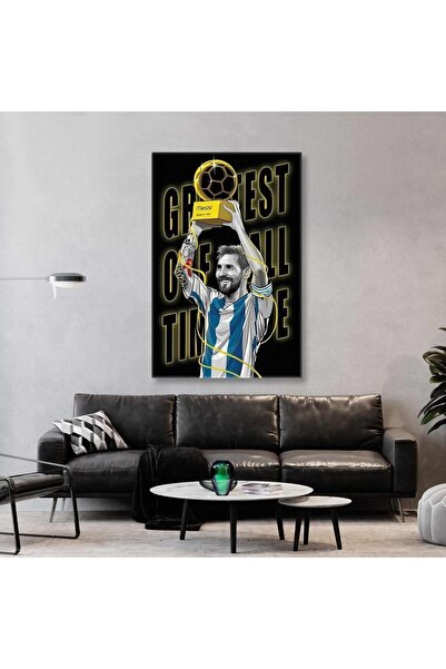 gurbaart Lionel Messi Goat Greatest Of All Time Ballon Dor HD Baskı Dikey Kan...