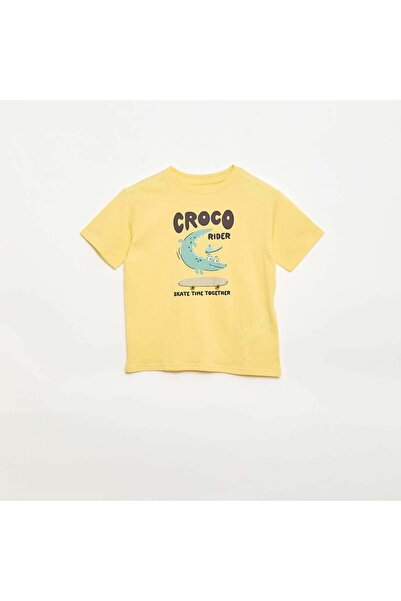 KIABI Printed Short-Sleeved T-Shirt YELLOW