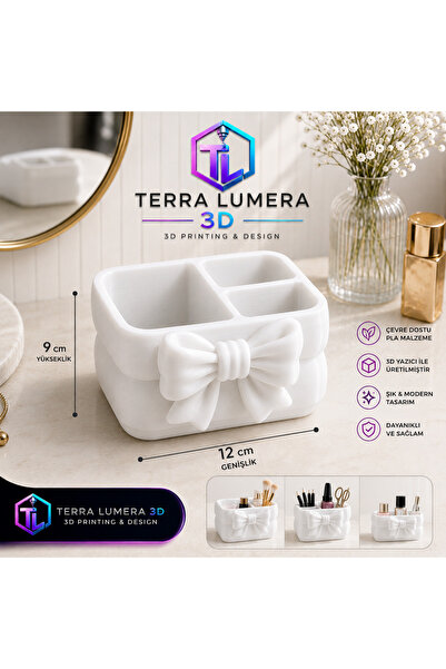 TERRA LUMERA 3D Fiyonk Detaylı Masaüstü Organizer – Makyaj & Kozmetik Düzenle...