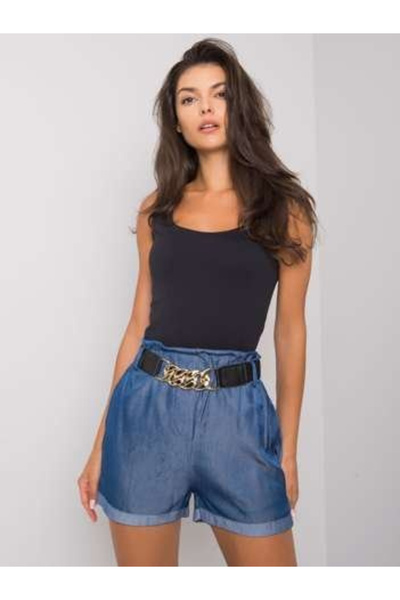 Italy Moda Women's Shorts, ITALY MODA, Cotton, Dark Blue, model DHJ-SN-13189.05P