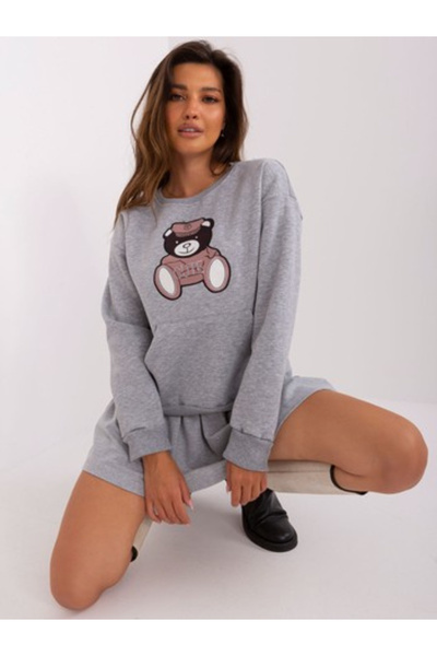 LILYROSE Hanorac Dama, Lily Rose, Bumbac, Maneca lunga, Gri, model EM-BL-HS-2...