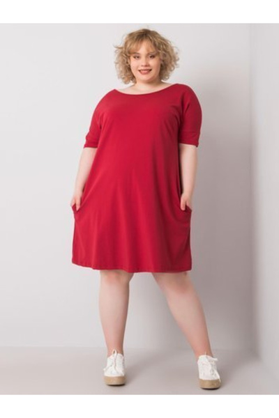 Basic Feel Good Rochie Dama, BASIC FEEL GOOD, Bumbac, Maneca scurta, Bordo, m...