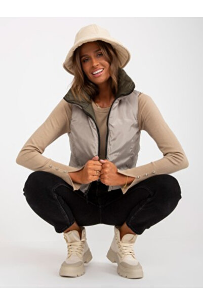 HoneyWinter Vesta Dama, Honey Winter, Poliester, Fara maneci, Khaki, model NM...