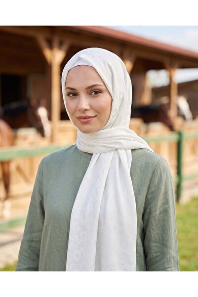 Valentino Orlandi Alia, Jacquard Lyocell Shawl - Vo Rhythm Pattern - 17 - Cream