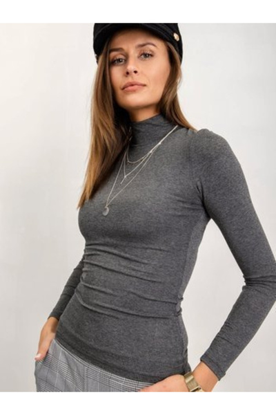 rue parıs Women's Blouse, RUE PARIS, Viscose, Long Sleeve, Dark Gray, model R...