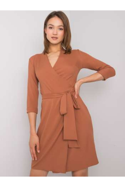 LAKERTA Rochie Dama, LAKERTA, Bumbac, Maneca 3/4, Maro deschis, model LK-SK-5...