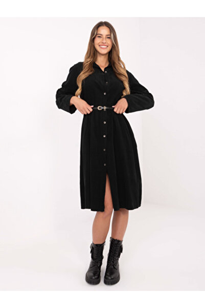 Italy Moda Γυναικείο Φόρεμα, ITALY MODA, Βαμβακερό, Φόρεμα κλος, Μαύρο, μοντέ...
