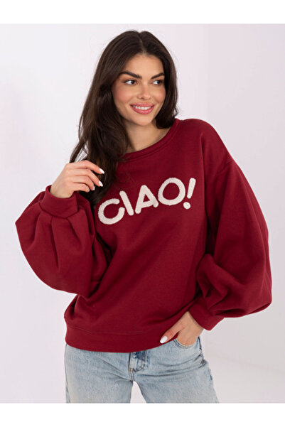 rue parıs Women's Sweatshirt, RUE PARIS, Cotton, Long Sleeve, Bordeaux, model...