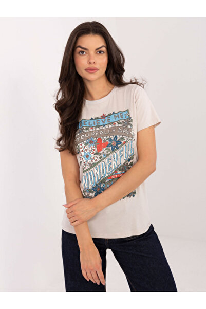 Eight 2 Nine Tricou Dama, EIGHT 2 NINE, Bumbac, Maneca scurta, Bej deschis, m...
