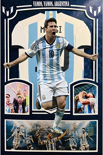 HOME MODE Lionel Messi Argentina 10 Jersey Gallery Wrapped Canvas 50x70 cm / ...