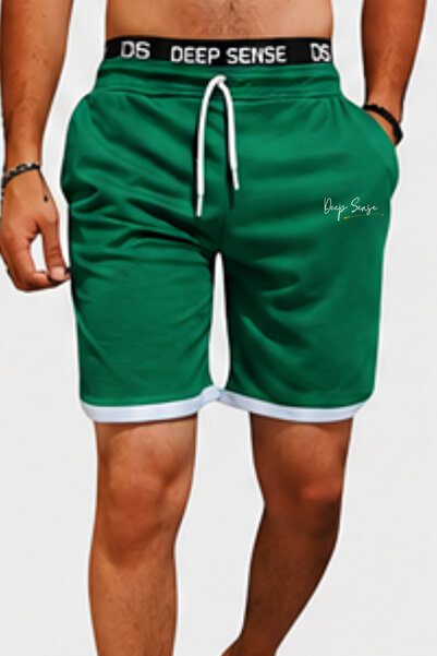 Deep sense Men's Green Shorts with Pockets, Lace-Up, Relaxed Fit, Summer Casu...