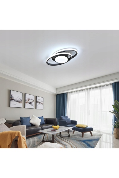 Goeco Plafonieră LED suspendată neagră modernă, dimmerabilă, cu telecomandă, 39W