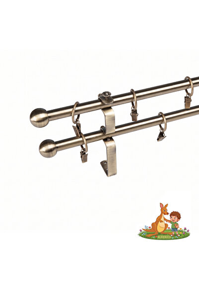 KLEIDECO Galerie dubla perdea EXTENSIBILA, Metal, Diametru 19/16 mm, Capete V...