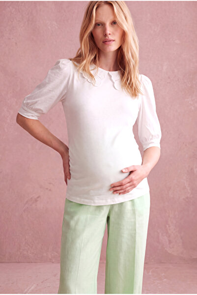WESTMARK LONDON Maternity Ecru 100% Cotton Embroidery Detailed Baby Collar Ba...