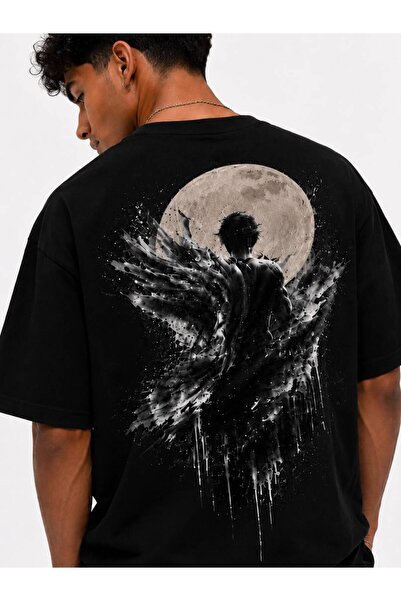 Vanteon Moon Wings Baskılı Oversize Erkek Tişört