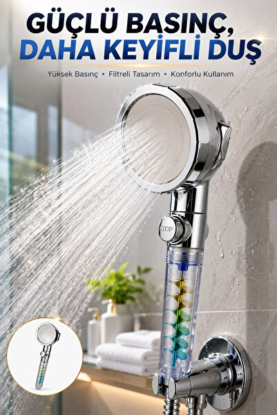 ALFA AKSESUAR 03 Relaxing Rain Effect Hand Shower – with Rotating Impeller, D...