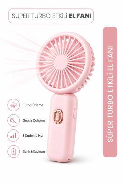 MOEN Şarjlı Turbo El Fanı - Turbo Üfleme Teknolojisi, 3 Kademe Hız Ayarı, Yük...