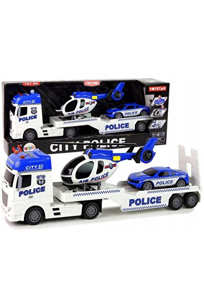LeanToys Set Poliție Salvare Camion Mașinuță Elicopter Sunete Lumini