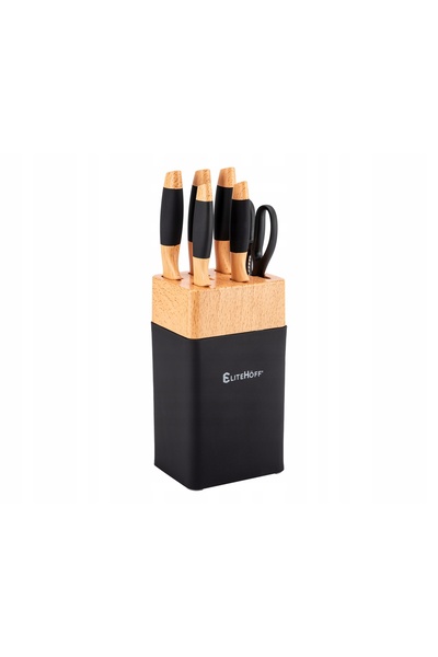 Elitehoff Set de cuțite de bucătărie în suport cu ascuțitor E-6266