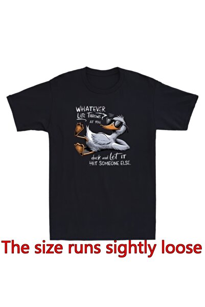 Ekim11 Duck Meme Quote T-Shirt - Retro Suitable Men Women's Round Neck Tee wi...