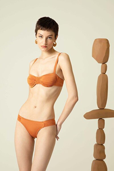 Rue Studio Büzgülü Turuncu Bikini Altı