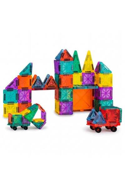 Duravel Magnetic Tiles Building Set, 69 Pieces, Multicolour with Wheel Bases,...