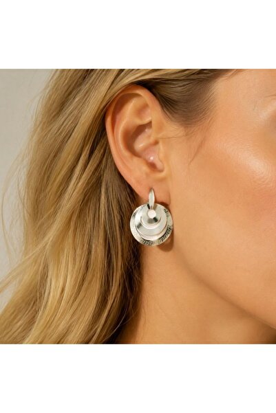 idei Pair of shiny metal earrings in a modern style, length 7–8 cm, hypoaller...