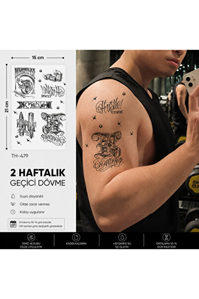 medink tattoo Gerçekci Geçici Yazılı Karışık Dövme Yapıştırma Etiket Kadın Er...