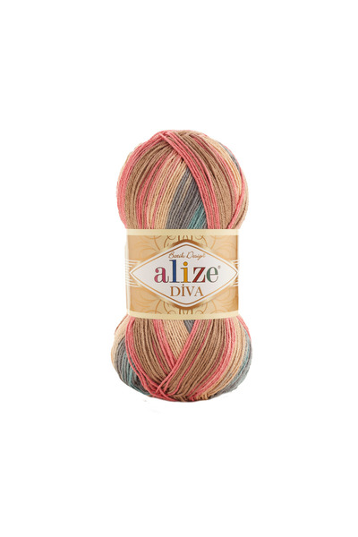 Alize Diva Batik Pređa za ručno pletenje 5 komada (7399) 100 gr 350 mt 100% m...